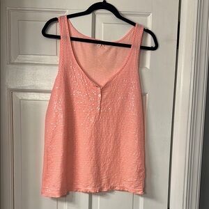 J. Crew Orange Striped Sleeveless Tank Top with V-Neck
